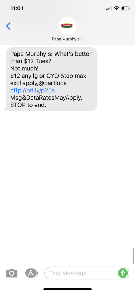 Papa Murphy’s Text Message Marketing Example - 09.22.2020