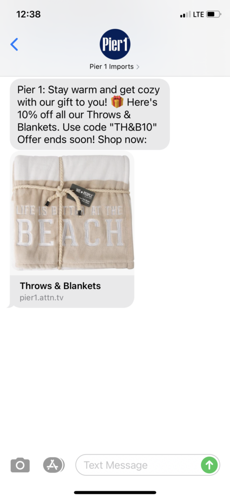 Pier 1 Imports Text Message Marketing Example - 09.24.2020