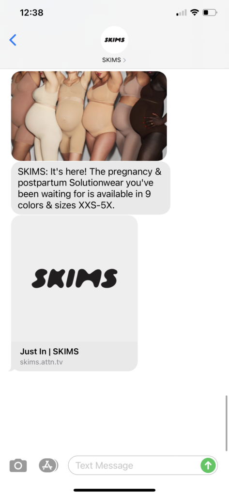 Skims Text Message Marketing Example - 09.17.2020