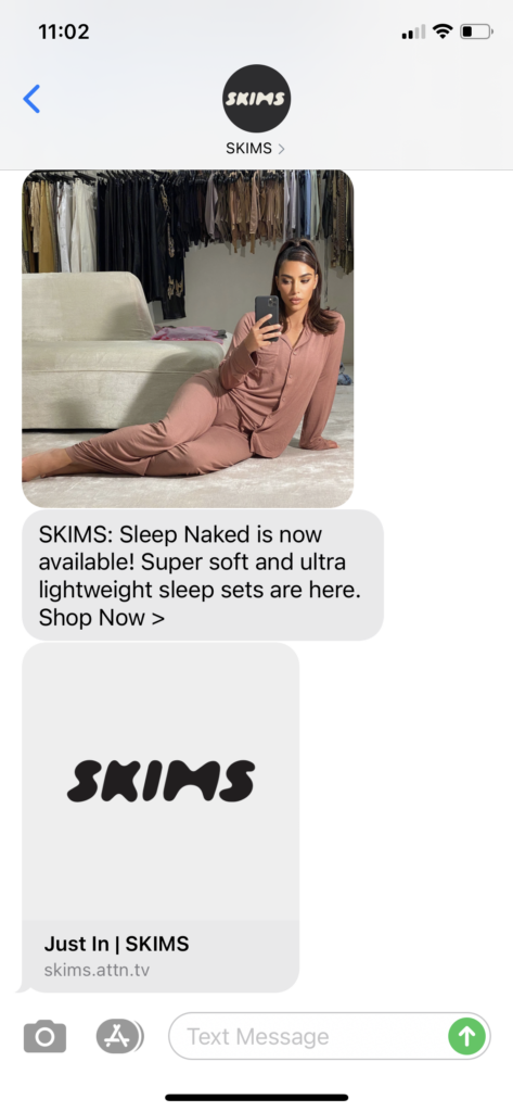 Skims Text Message Marketing Example - 09.22.2020