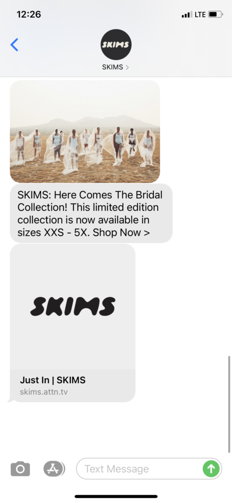 Skims Text Message Marketing Example - 09.25.2020