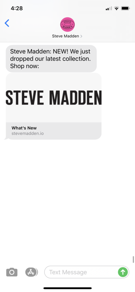 Steve Madden Text Message Marketing Example - 09.10.2020