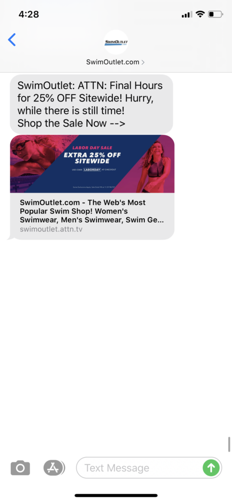 Swim Outlet Text Message Marketing Example - 09.08.2020