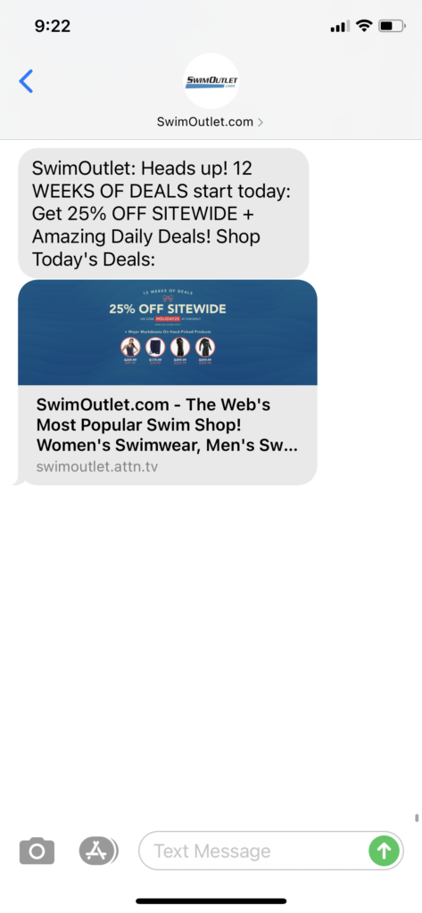 Swim Outlet Text Message Marketing Example - 09.29.2020