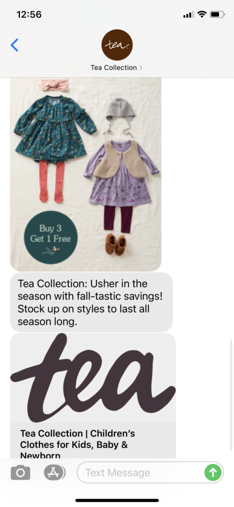 Tea Collection Text Message Marketing Example - 09.20.2020