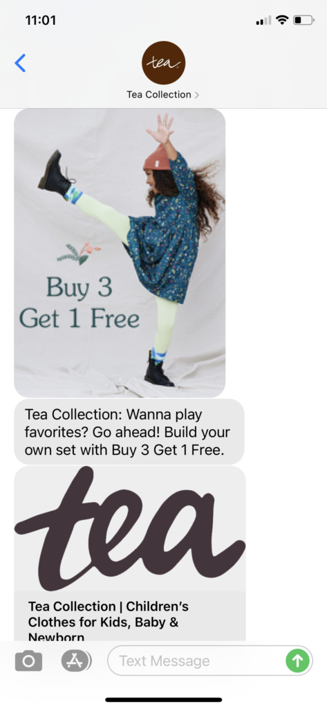 Tea Collection Text Message Marketing Example - 09.22.2020