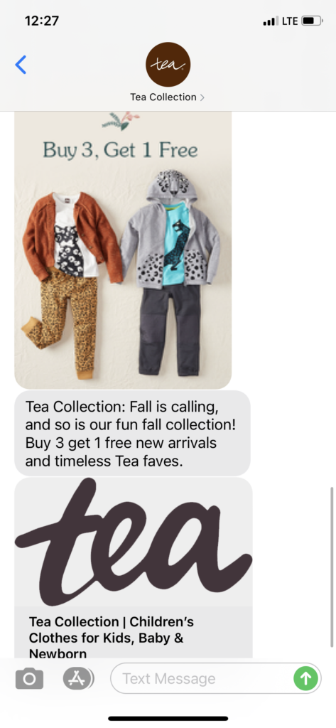 Tea Collection Text Message Marketing Example - 09.25.2020