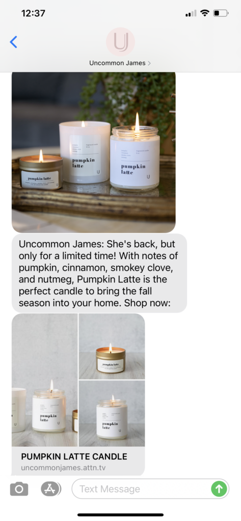 Uncommon James Text Message Marketing Example - 09.17.2020