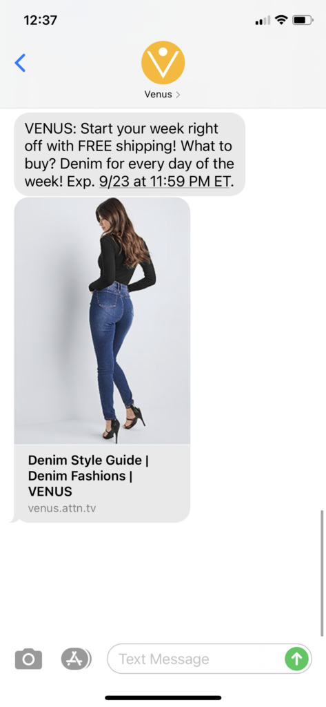 Venus Text Message Marketing Example - 09.21.2020
