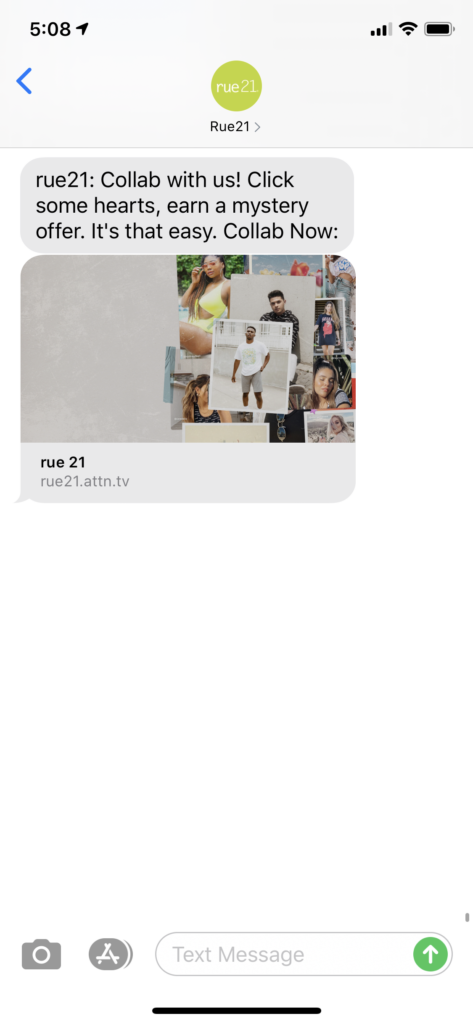 rue21 Text Message Marketing Example - 09.10.2020
