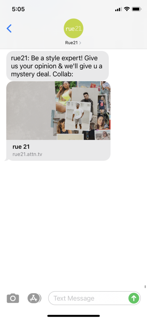 rue21 Text Message Marketing Example - 09.23.2020