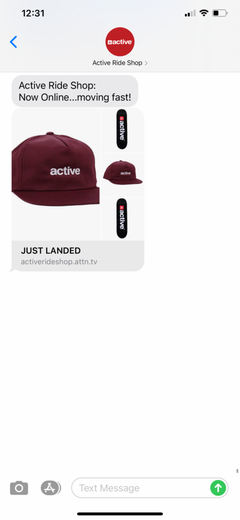 Active Ride Shop Text Message Marketing Example - 09.18.2020