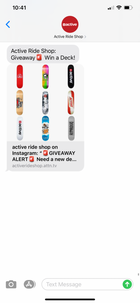 Active Ride Shop Text Message Marketing Example - 09.20.2020