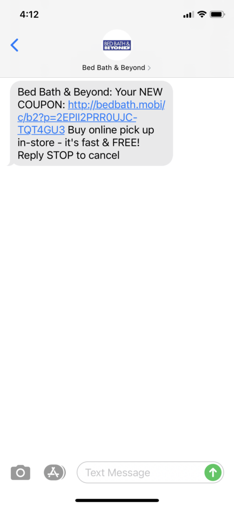 Bed Bath & Beyond Text Message Marketing Example - 09.29.2020.png