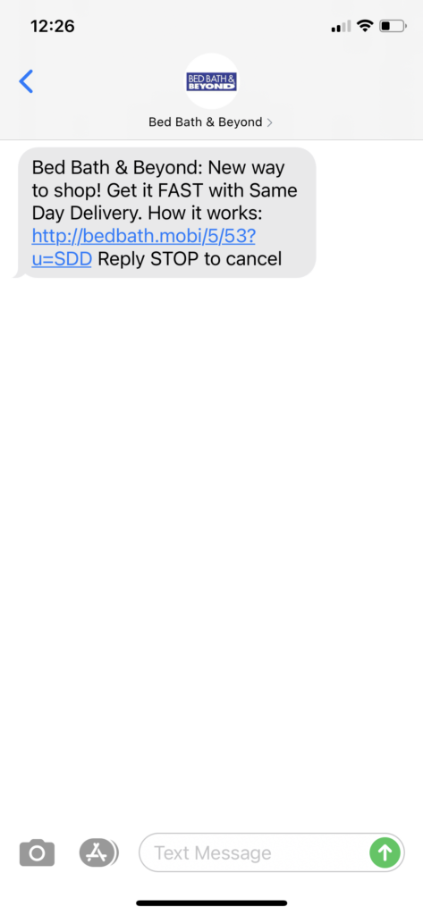 Bed Bath & Beyond Text Message Marketing Example - 10.02.2020.png