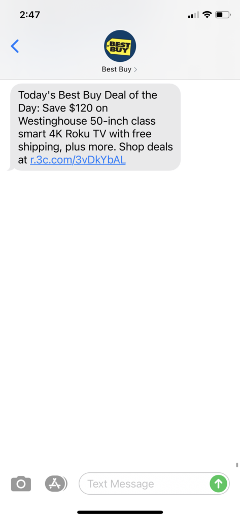 Best Buy Text Message Marketing Example - 10.11.2020
