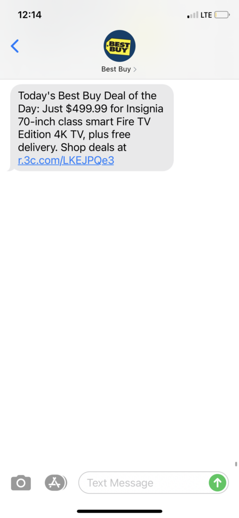 Best Buy Text Message Marketing Example - 10.18.2020