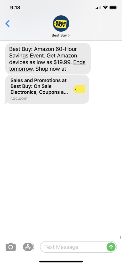 Best Buy Text Message Marketing Example - 10.21.2020