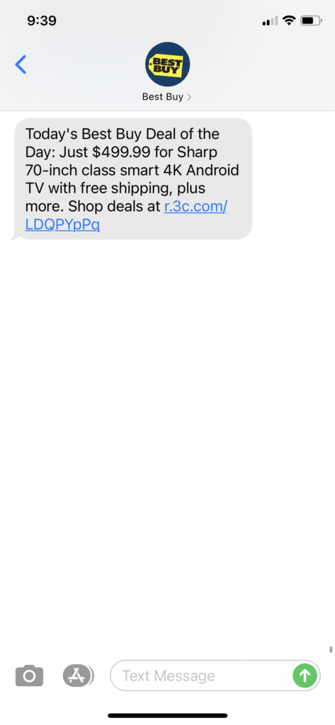 Best Buy Text Message Marketing Example - 10.25.2020