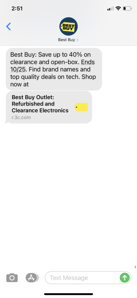 Best Buy Text Message Marketing Example 2- 10.08.2020