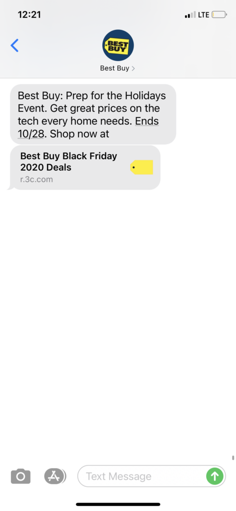 Best Buy Text Message Marketing Example2 - 10.18.2020
