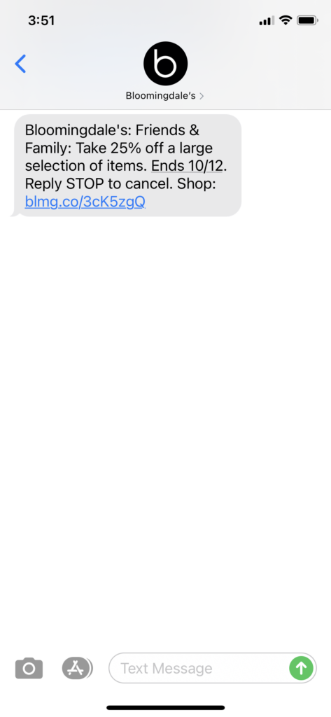 Bloomingdale's Text Message Marketing Example - 10.01.2020.png