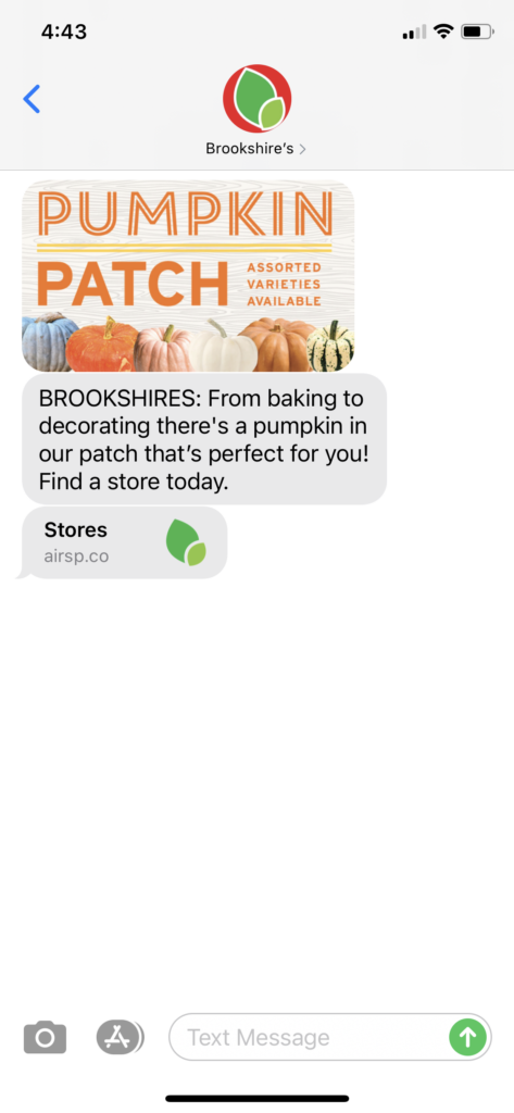 Brookshire's Text Message Marketing Example - 10.05.2020