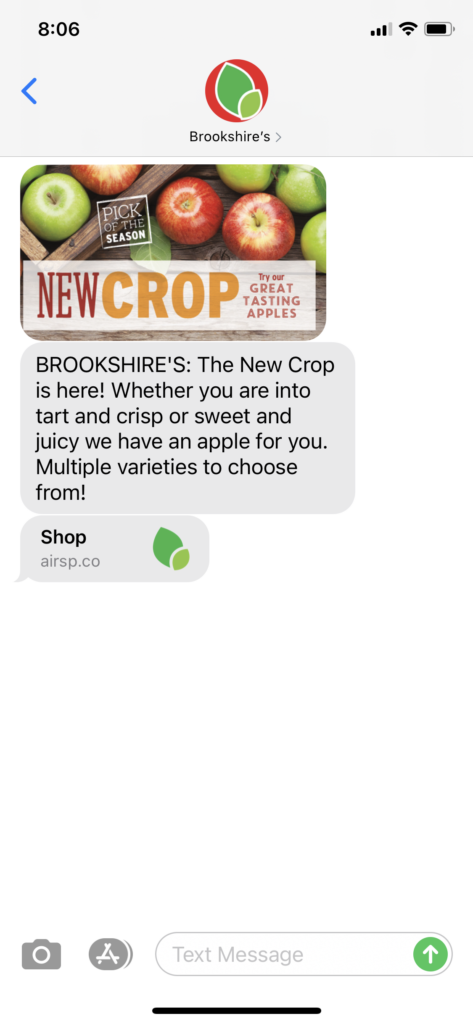 Brookshires Text Message Marketing Example - 10.16.2020
