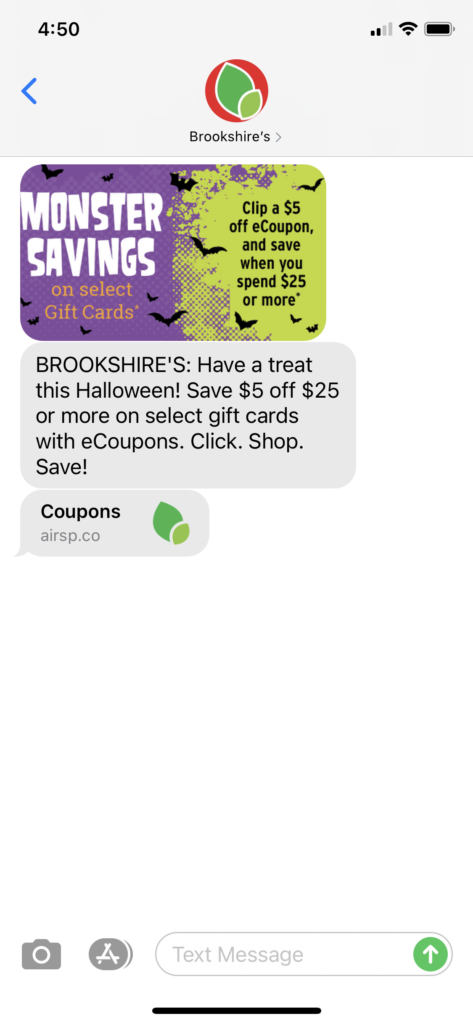 Brookshire's Text Message Marketing Example - 10.26.2020