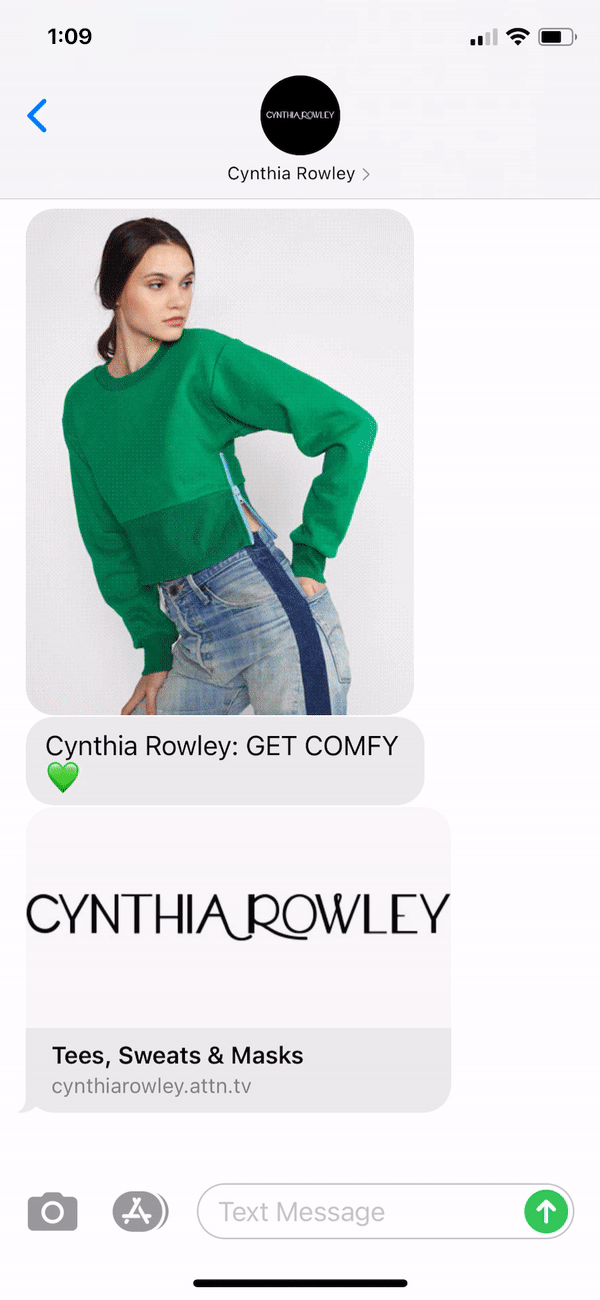Cynthia Rowley Text Message Marketing Example - 09.19.2020