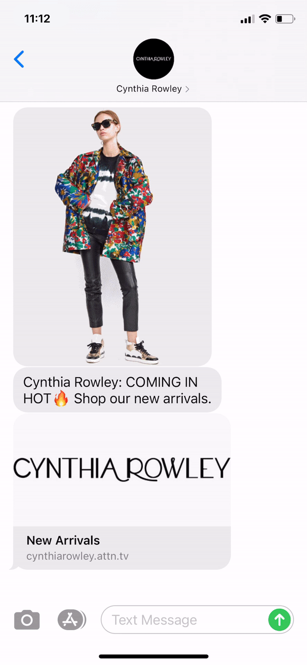 Cynthia Rowley Text Message Marketing Example - 09.21.2020
