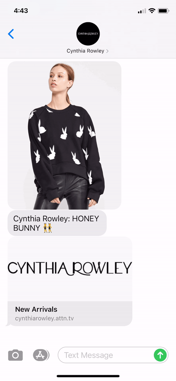 Cynthia Rowley Text Message Marketing Example - 09.23.2020
