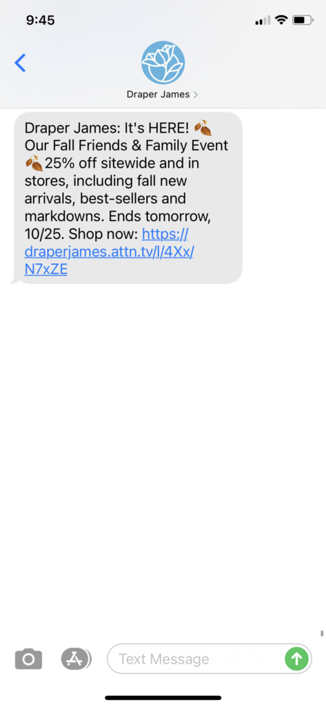 Draper James Text Message Marketing Example - 10.24.2020