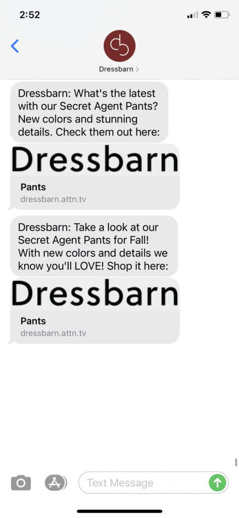Dressbarn Text Message Marketing Example - 10.11.2020