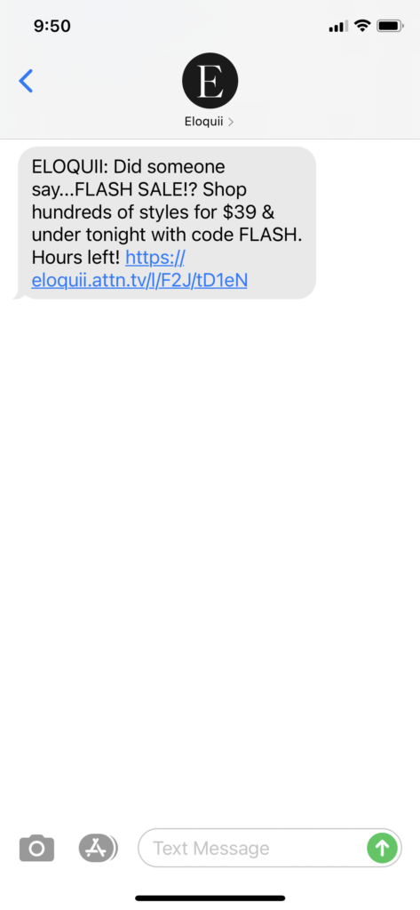Eloquii Text Message Marketing Example - 10.04.2020