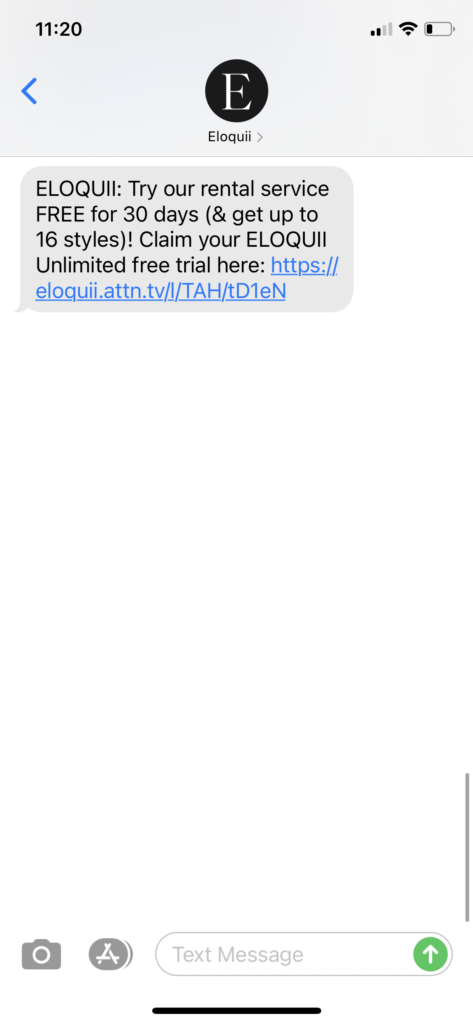 Eloquii Text Message Marketing Example - 10.09.2020