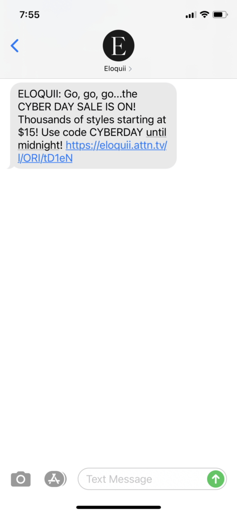 Eloquii Text Message Marketing Example - 10.14.2020