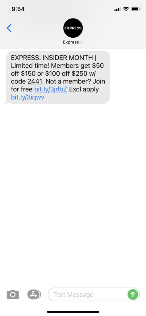 Express Text Message Marketing Example - 10.05.2020