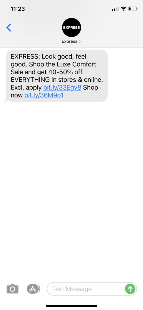 Express Text Message Marketing Example - 10.09.2020