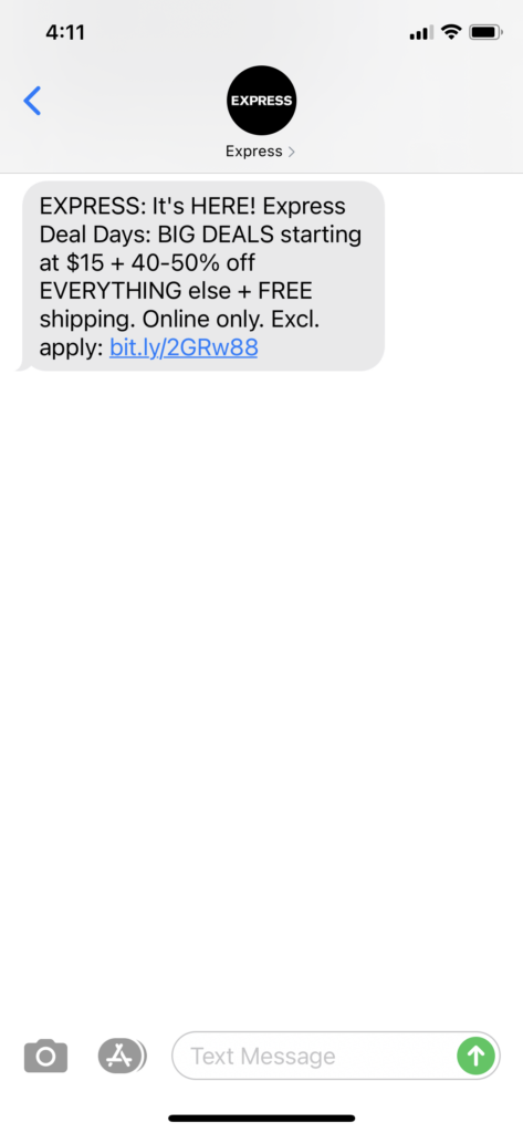 Express Text Message Marketing Example - 10.13.2020