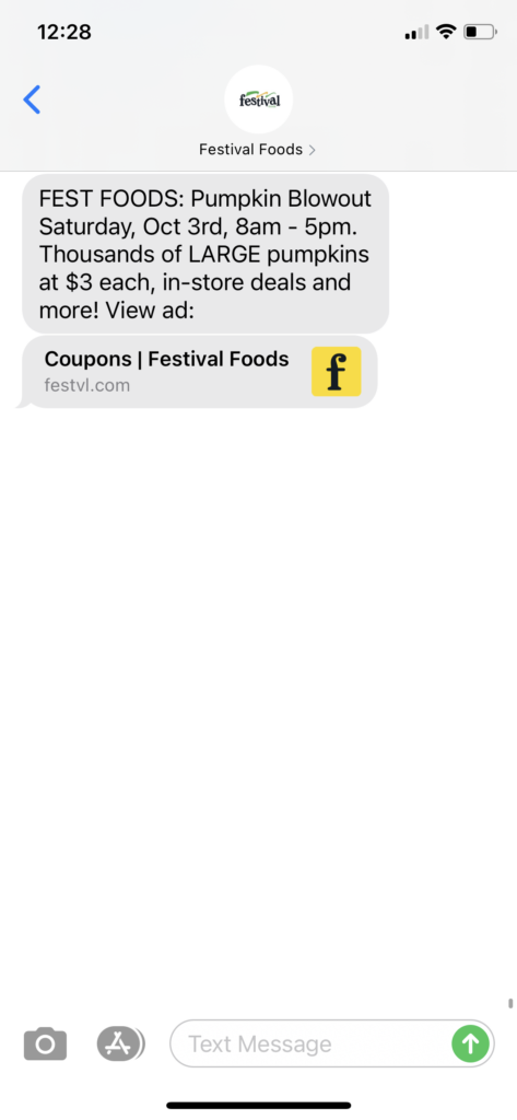 Festival Foods Text Message Marketing Example - 10.02.2020
