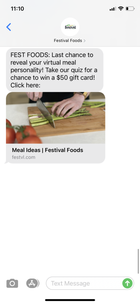 Festival Foods Text Message Marketing Example - 10.10.2020
