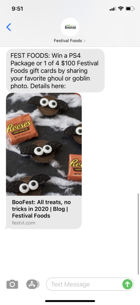 Festival Foods Text Message Marketing Example - 10.24.2020