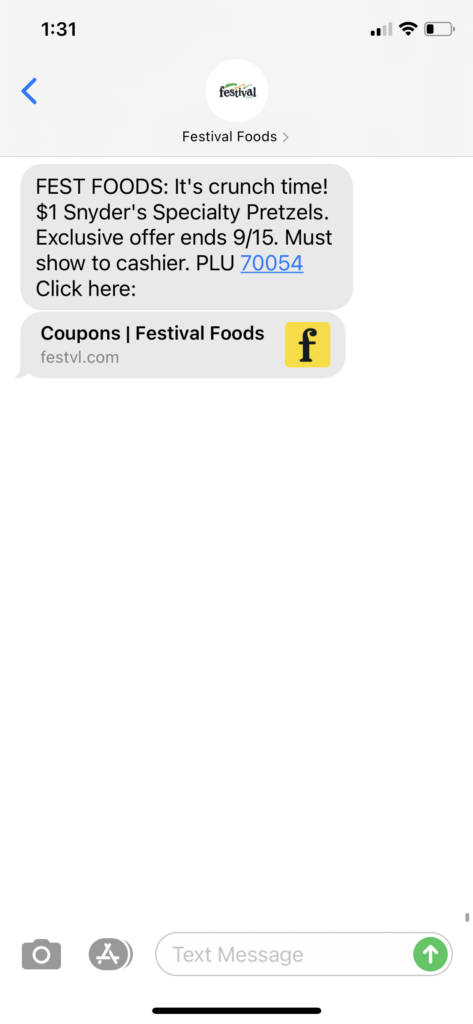 Festival Foods Text Message Marketing Example - 9.11.2020