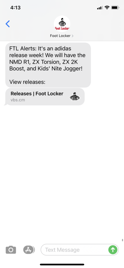 Foot Locker Text Message Marketing Example - 10.13.2020