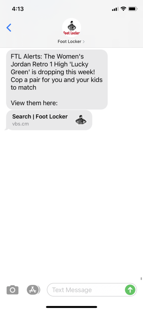 Foot Locker Text Message Marketing Example2 - 10.13.2020