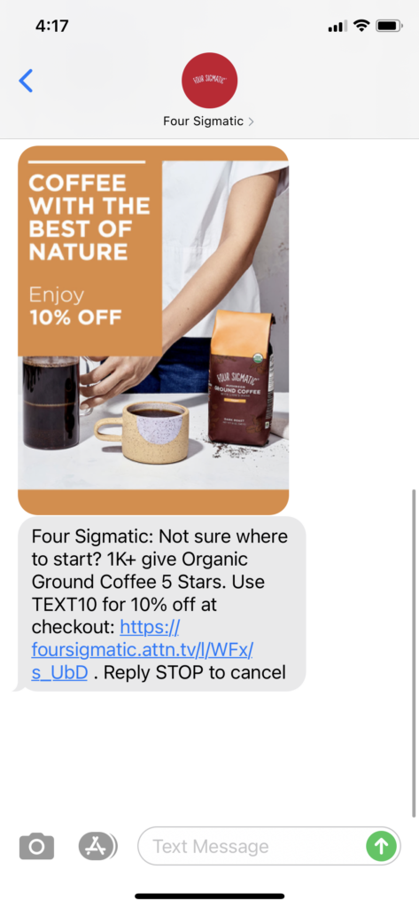 Four Sigmatic Text Message Marketing Example - 10.13.2020