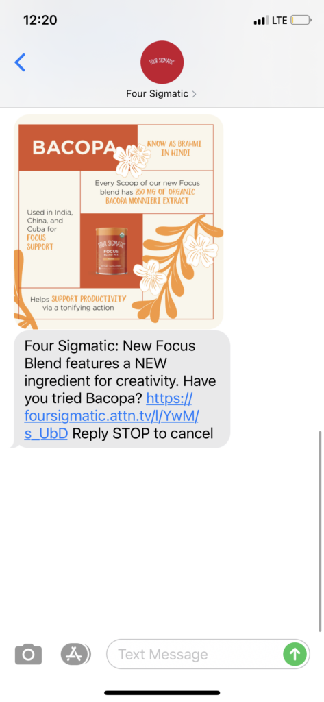 Four Sigmatic Text Message Marketing Example - 10.18.2020