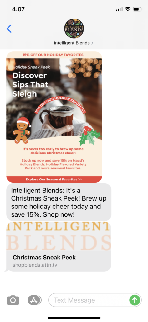 Intelligent Blends Text Message Marketing Example - 10.06.2020