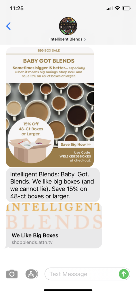 Intelligent Blends Text Message Marketing Example - 10.09.2020